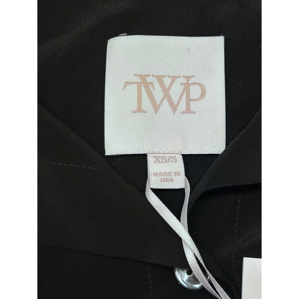 TWP Midnight Satin Sheets Blouse Black 100% Silk Oversized Button Down XS/S - Picture 9 of 15